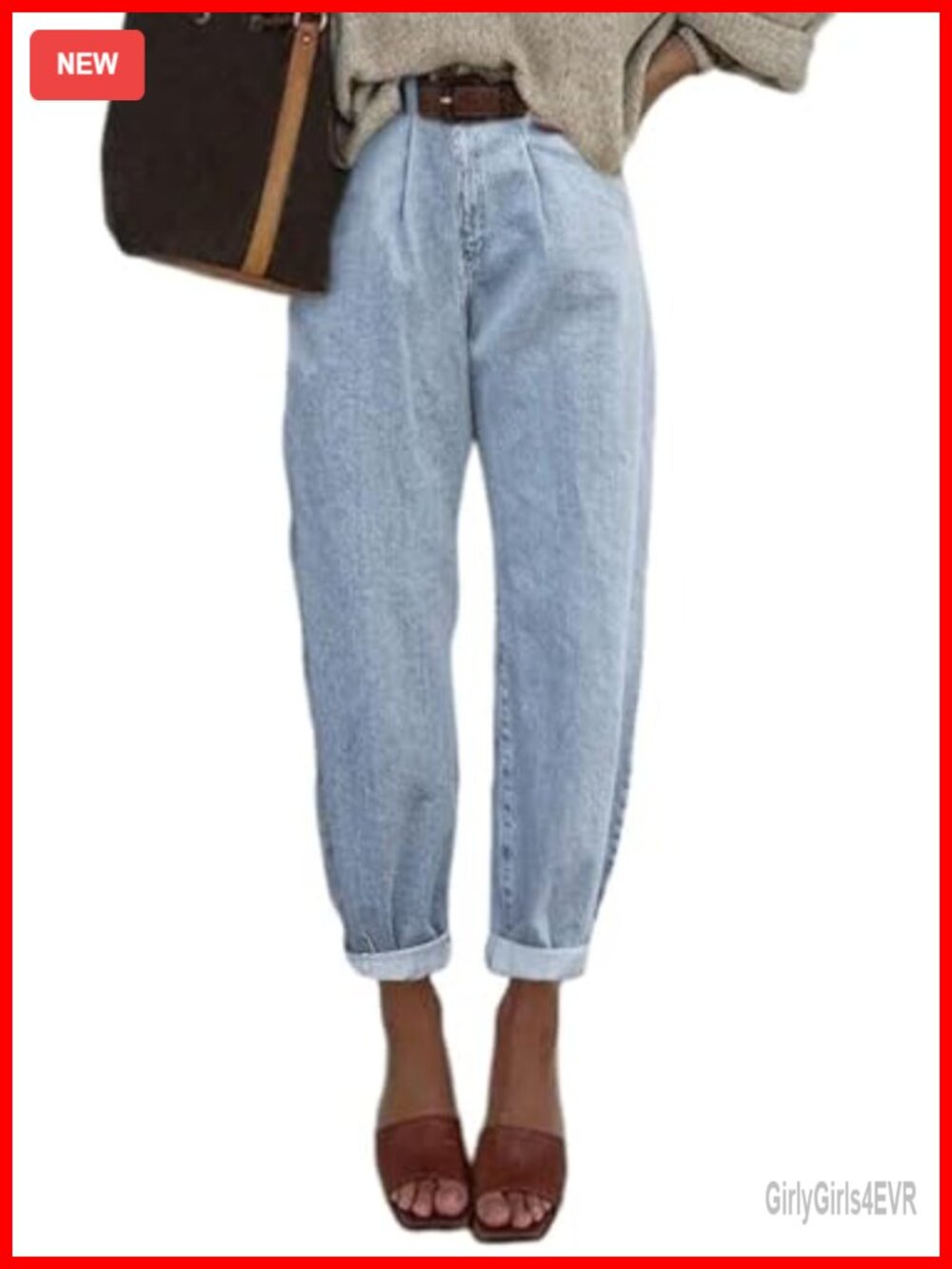 High Waisted Baggy Boyfriend Cropped Loose Denim Jeans